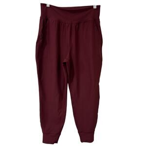 Old Navy Active Womens Sz Large Maroon High Rise Go Dry Joggers Active Workout